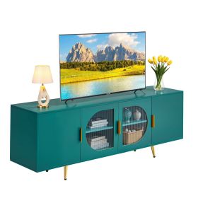 VEVOR TV Stand for TVs up to 75 inch, Modern Entertainment Center with Glass Doors and Gold Legs, TV Cabinet Storage with Adjustable Shelves