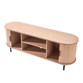 VEVOR TV Stand, Boho Entertainment Center for TVs up to 58 in, 350 lbs Load, TV Media Console Table with Adjustable Storage Shelves and Rolling D