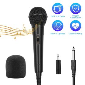 Handheld Wired Microphone Cardioid Dynamic Vocal Mic with On/Off Switch 13ft Cable 6.35 mm Jack for Speaker Karaoke Ampilifier Mixer Professional