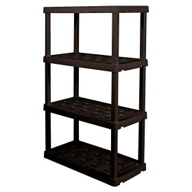 Plastic Storage Shelves Garage Shelving Unit 4-Tier 36"W x 18"D x 56"H Black 600 lb Capacity