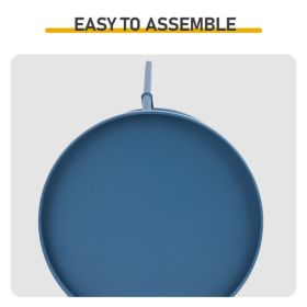 Patio Small Side Table, Round 2 Tier End Table, Metal Round Coffee Table for Indoor Outdoor, Navy Blue