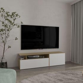 Selma Floating 63" Wide Tv Stand with Two Cabinets, Six Shelves, Cable Management , Entertainment Center for Living Room