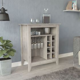 Essential Bar Cabinet; One Open Shelf; Six Built-in Wine Rack; One Drawer -Light Gray