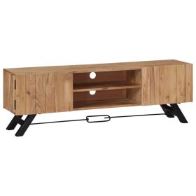TV Stand Natural Wood Solid Acacia Wood 55.1 in Width TV Stand