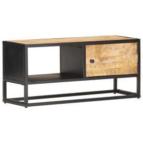 TV Cabinet Natural Mango Wood, Black Iron