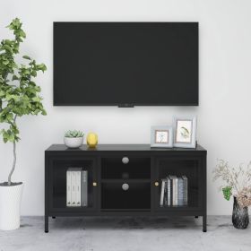 TV Cabinet Black Black powder-coated steel Medium Adjustable Feet