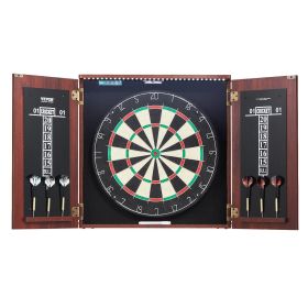 VEVOR Dartboard and Cabinet Set, Ready-to-Play Bundle Official Size Dartboard Cabinet, Steel Tip Dart Hideaway Cabinet, Features LED Light