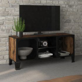 TV Cabinet Rustic brown MDF, Metal Large Rustic Brown TV Cabinet