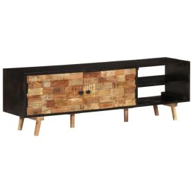 TV Cabinet Natural and Black Rough mango wood and solid acacia wood
