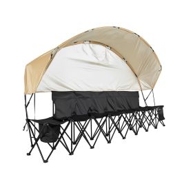 VEVOR Portable Folding Bench, 6 Seat Soccer Bench with Storage Pockets Cup Holders & Carrying Bag