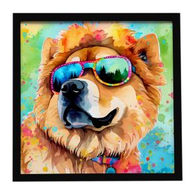 Chow Chow Hippie Dawg Framed Metal Print Bathroom, Kitchen, Office, Home Decor Wall Art Ready to Hang, Square, 8X8