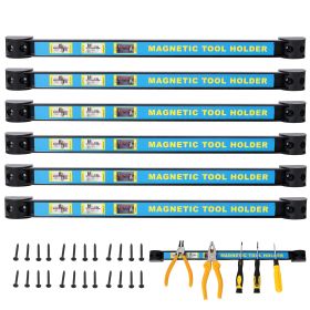 6PACK 18inch Heavy Duty Magnet Tool Bar,Magnetic Tool Holder,Magnetic Tool Holder Strip,for Workshop Garage,Mounting Screws Included (Option: black)