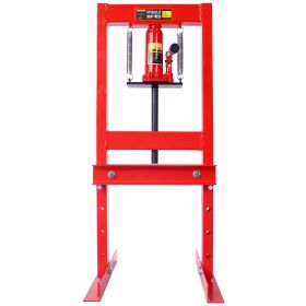 Hydraulic 6 Ton H-Frame Garage Floor Adjustable Shop Press With Plates, 6T,red (Option: Red)
