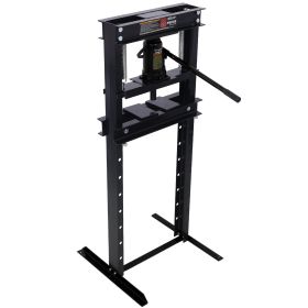 Hydraulic Shop Press ,12-Ton Capacity , Floor Mount ,with Press Plates, H-Frame Garage Floor Press, Adjustable Working Table Height,black (Option: black)