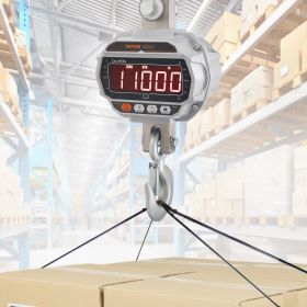 Digital Crane Scale, 11000 Lbs/5000 Kg, Industrial Heavy Duty Hanging Scale With Remote Control, Cast Aluminum Case & LED Screen, High Precision (Option: Silver)