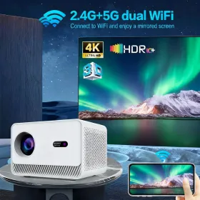 Smart Projector, Support 4K Decoding,  Android 13, T950S Quad-Core, 2 Plus 16GB Memory, Dual-Band WiFi, Home Office Projector (Option: White)