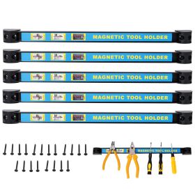 5PACK 16inch Heavy Duty Magnet Tool Bar,Magnetic Tool Holder,Magnetic Tool Holder Strip,for Workshop Garage,Mounting Screws Included (Option: black)
