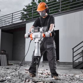 Demolition Jack Hammer Concrete Breaker 2100W Electric Hammer 2 Chisel Bit (Option: Orange)