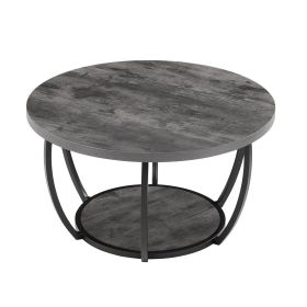 VEVOR Coffee Table, Modern Round Coffee Table, 2 Tiers Wooden Circle Center Desk with Open Storage (Default: Default)