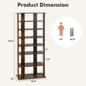 7 Tiers Vertical Shoe Rack for Front Door (Color: Rustic Brown)