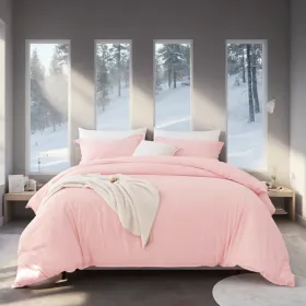 Pink Extra Large Duvet Cover Set 3-piece Set With 1 Duvet Cover & 2 Pillowcases. Premium Colorfast Microfiber Offers Breathable Softness. Combine (Option: defaulttitle)